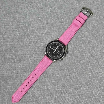 Kevlar Pink Strap on Omega Speedmaster by Gunny Straps