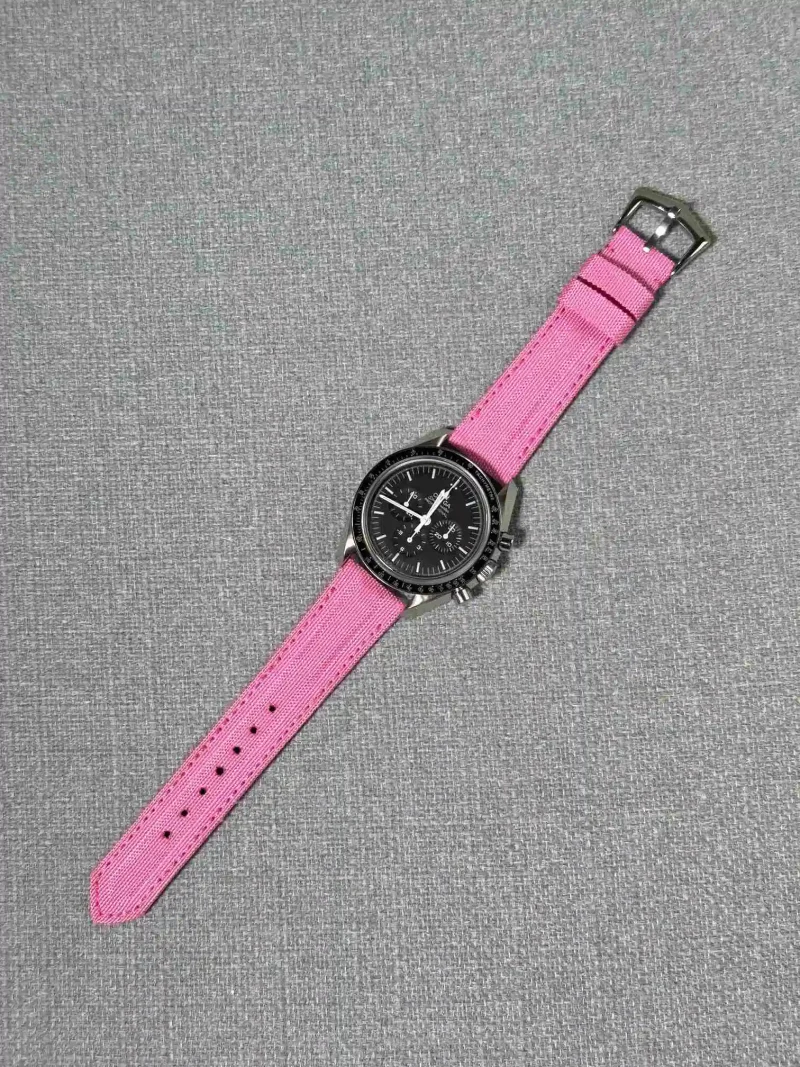 Kevlar Pink on Omega Speedmaster by Gunny Straps