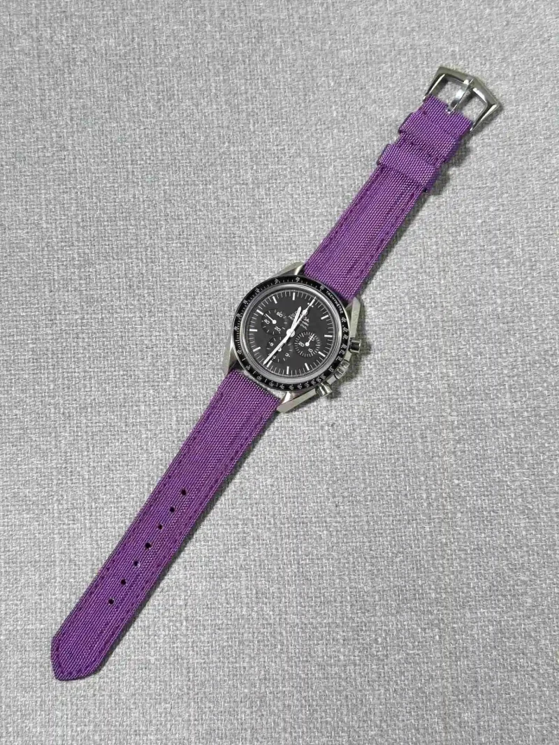 Kevlar Purple Strap on Omega Speedmaster by Gunny Straps