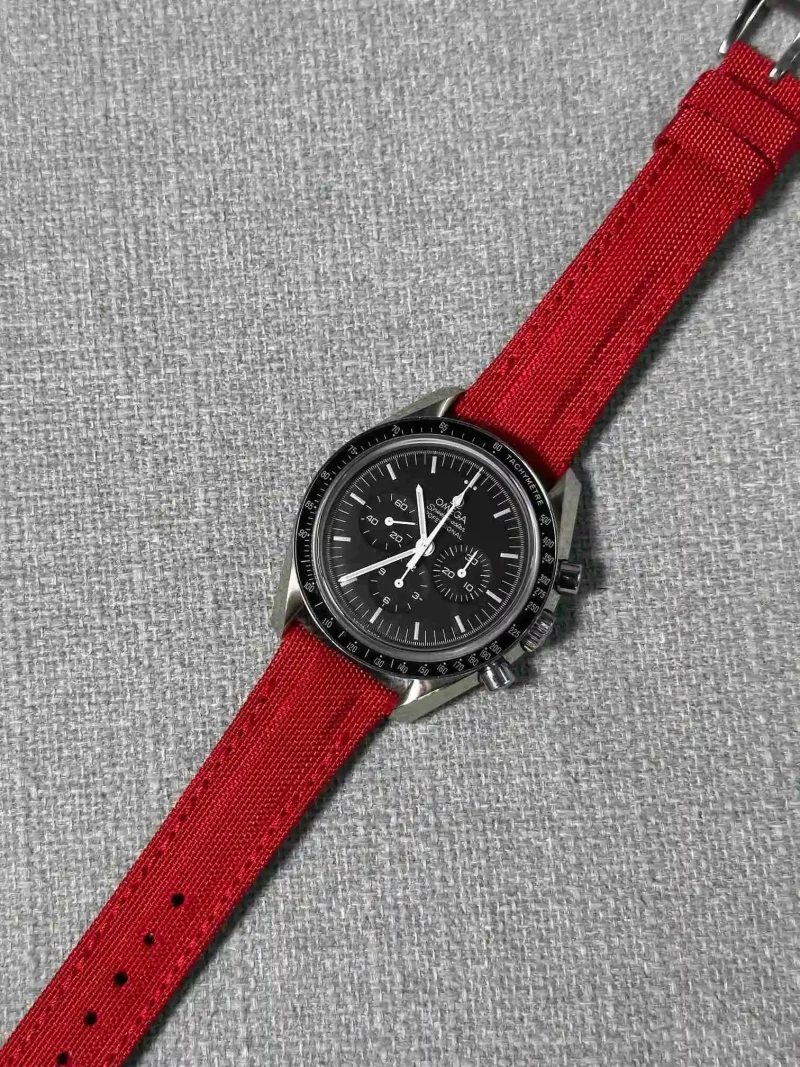 Kevlar Red on Omega Speedmaster by Gunny Straps