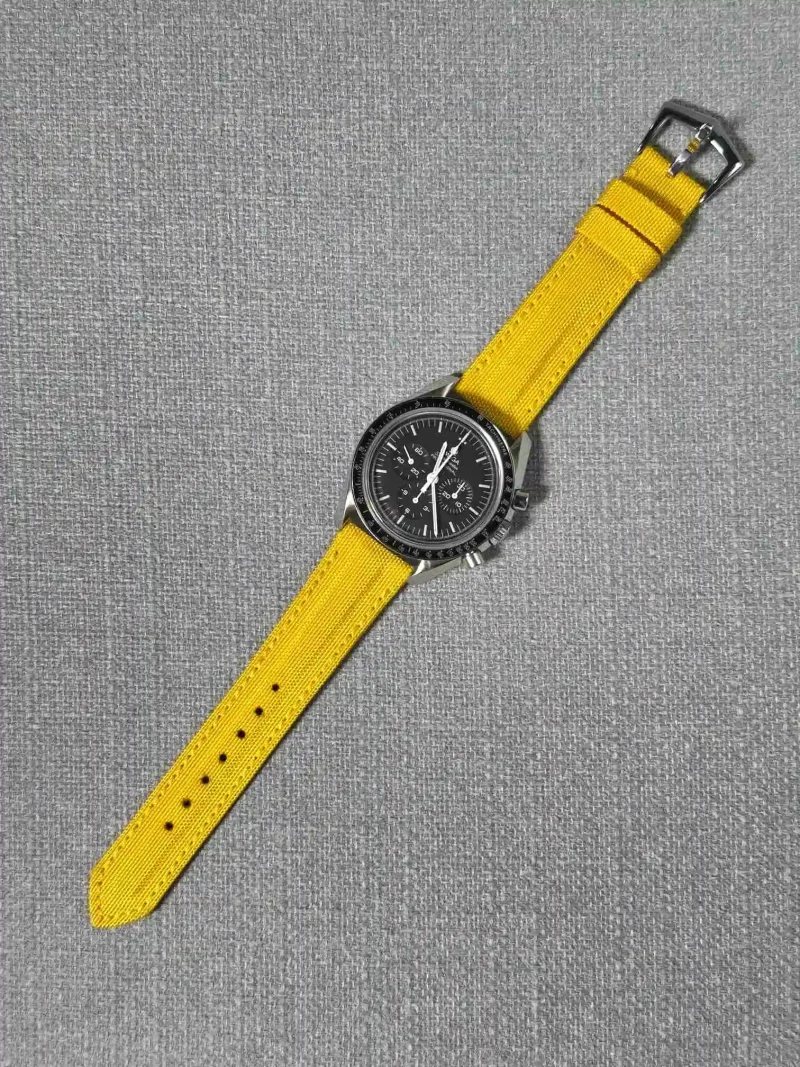 Kevlar Yellow Strap on Omega Speedmaster by Gunny Straps 2