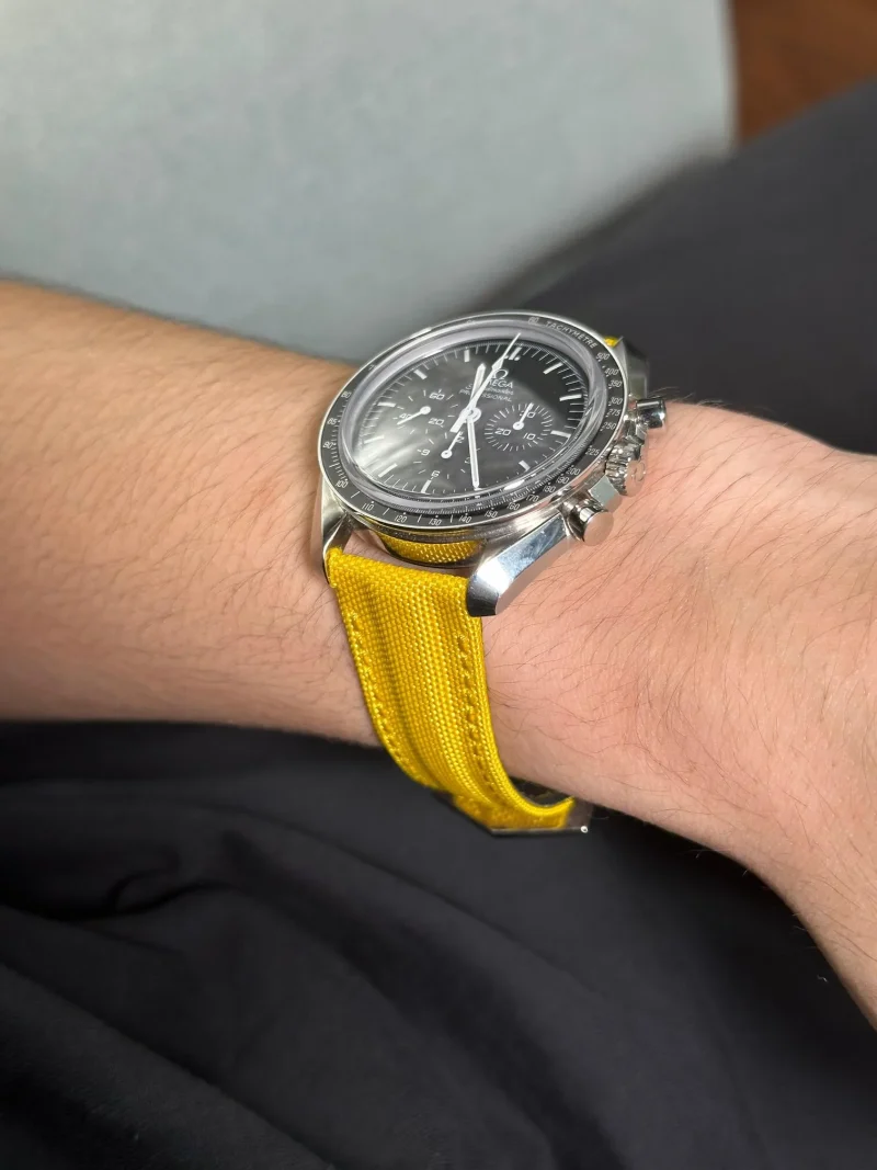 Kevlar Yellow on Omega Speedmaster by Gunny Straps