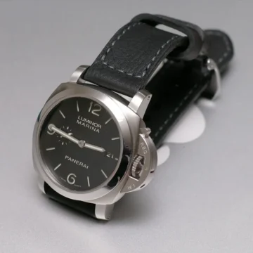 317 Strap with Grey Stitch on Panerai Luminor Marina made by Gunny Straps