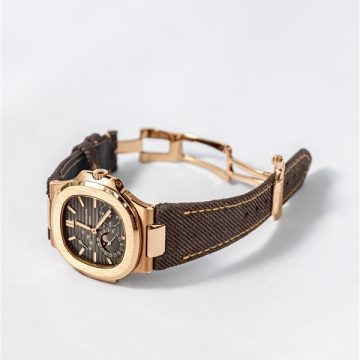 Dark Brown Denim Strap on Patek Nautilus
