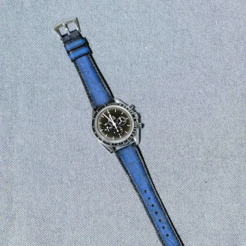 Blue Patina Scritto Strap for Omega Speedmaster by Gunny Straps