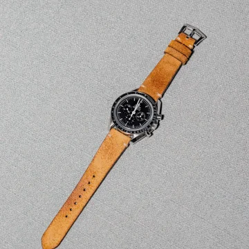Minimalist Beige Strap on Omega Speedmaster by Gunny Straps