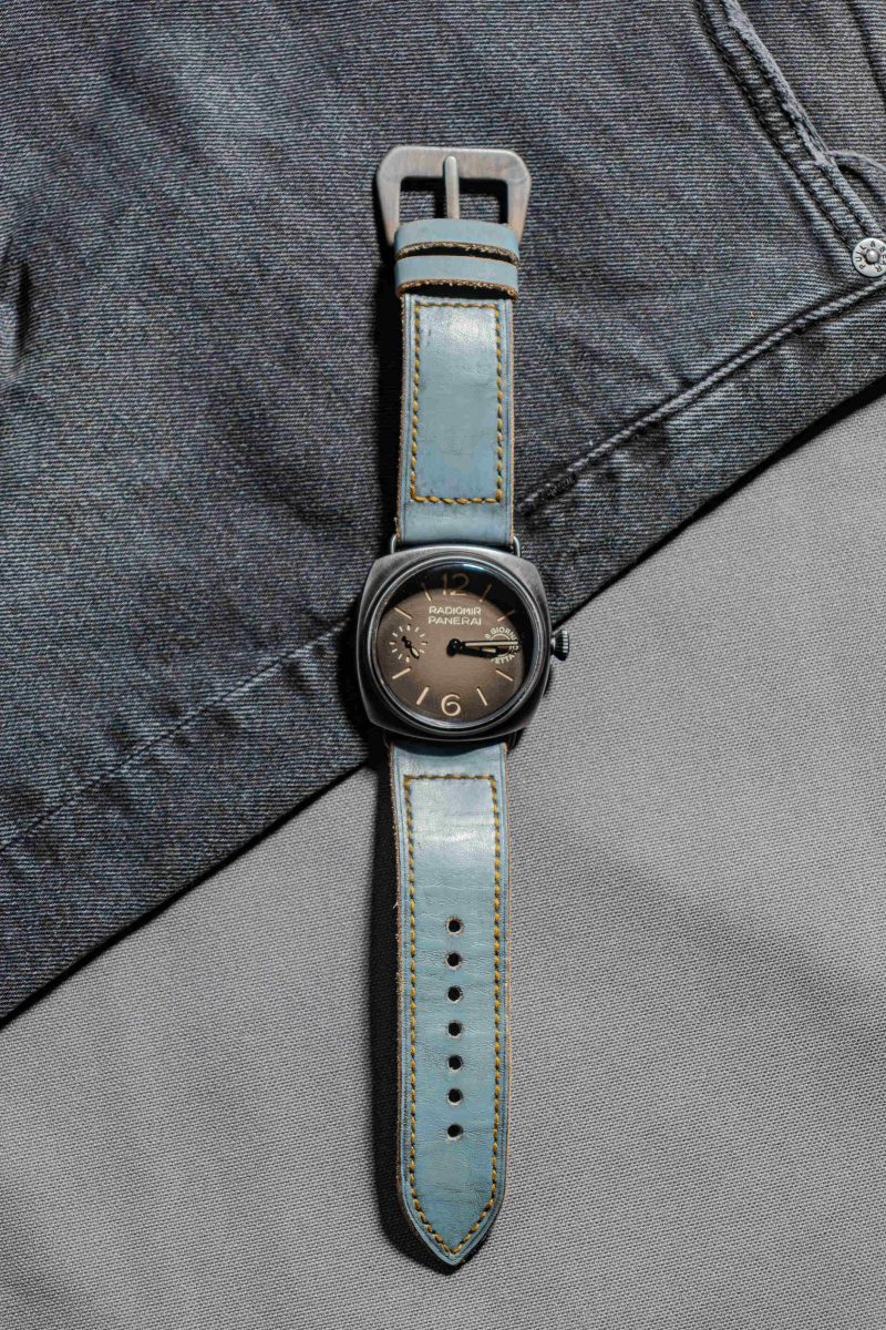 Vague Blue Straps on Panerai Luminor by Gunny Straps