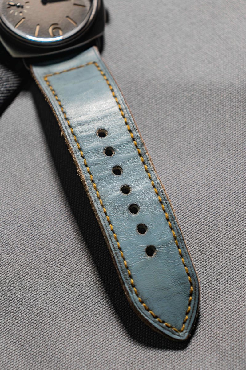 Vague Blue Straps on Panerai Luminor by Gunny Straps