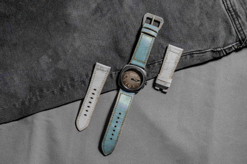 Vague Blue Straps on Panerai Luminor by Gunny Straps