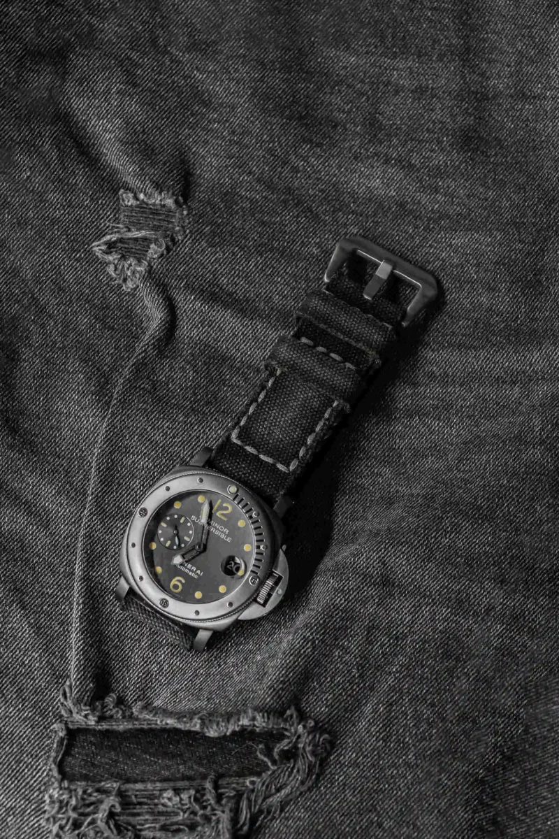 Canvas Noir Strap on Panerai PAM 106 by Gunny Straps