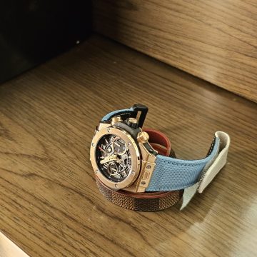 Kevlar Baby Blue Strap with Hook & Loop on Hublot Unico watch by Gunny Straps