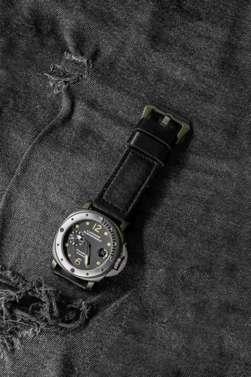 Mission Impossible Black Strap on Panerai PAM 106 by Gunny Straps