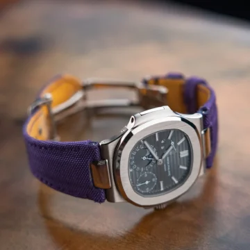 purple-kevlar-watch-strap-on-patek-philippe-nautilus-made-by-Gunny-Straps