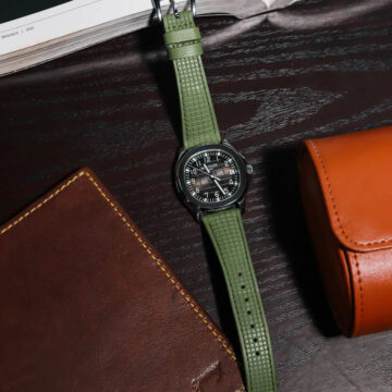 Chessboard Fern Green Strap on Patek Philippe Aquanaut - Gunny Straps