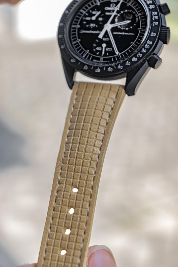 Chessboard Mustard Strap on Moonswatch - Gunny Straps