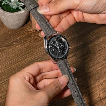 Dark Grey Kevlar Strap on Omega Speedmaster watch made by Gunny Straps