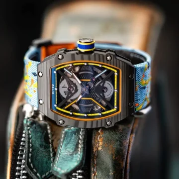 Cyan Kevlar Paint Splat Strap on Ofteq 28G Watch