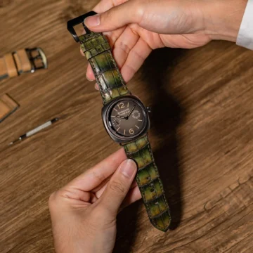 Moss Crocodile Watch Strap on Panerai Radiomir Otto Giorni