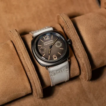 Vague White Strap on Panerai Radiomir Otto Giorni watch made by Gunny Straps