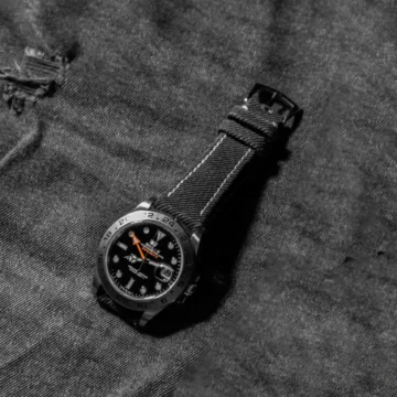 Black-Denim-Strap-on-Rolex-Explorer-II-made-by-Gunny-Straps