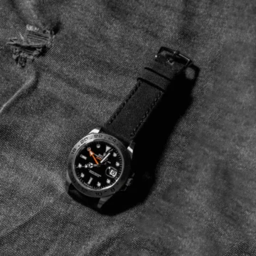Canvas-Black-Strap-on-Rolex-Explorer-II-made-by-Gunny-Straps