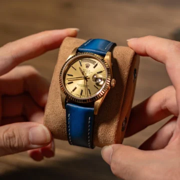 Deep BLNR MK 2 Strap on Rolex Day-Date Gold made by Gunny Straps