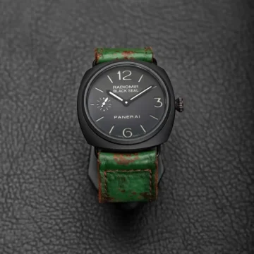 Green-Coral-Strap-on-Panerai-Radiomir-Black-Seal-made-by-Gunny-Straps