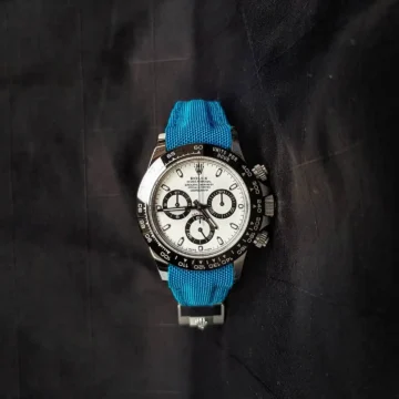 Kevlar-Cyan-Strap-on-Rolex-Daytona-Ceramic-Panda-made-by-Gunny-Straps