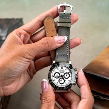 Little Caitlin 5 Strap on Rolex Daytona Ceramic Panda made by Gunny Straps