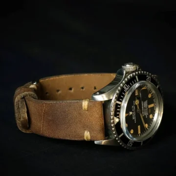 Minimalist Chocolate Strap on Rolex Sea-Dweller made by Gunny Straps