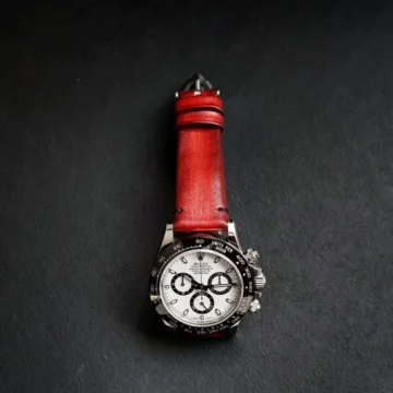 Red Metallic Strap on Rolex Daytona Ceramic Panda