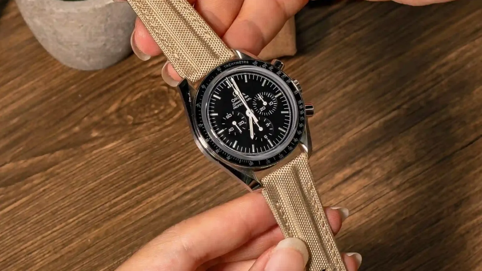 Sand Kevlar Strap by Gunny Straps on Omega Speedmaster