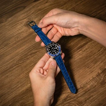 Batman-crocodile-strap-on-Rolex-GMT-Master-II-Batman-made-by-Gunny-Straps