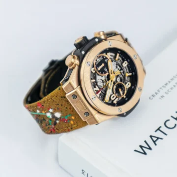 Brown Kevlar Paint Splat Strap on Hublot Big Bang Unico made by Gunny Straps