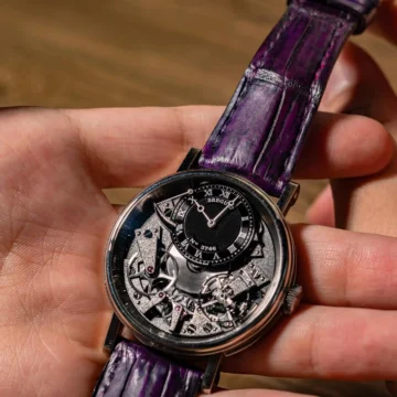 Dark-Amethyst-Crocodile-watch-strap-on-Breguete-La-Tradition-made-by-Gunny-Straps