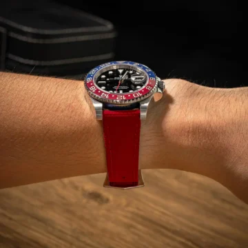 Red-Sailcloth-Strap-on-Rolex-GMT-Master-II-Pepsi-made-by-Gunny-Straps