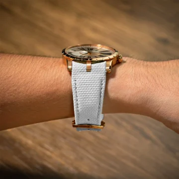 White-Sailcloth-Watch-Strap-on-Roger-Dubuis-Excalibur-42mm-made-by-Gunny-Straps