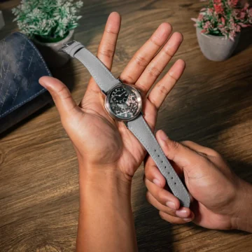 grey-sailcloth-rubber-strap-on-Breguet-LaTradition-made-by-Gunny-Straps