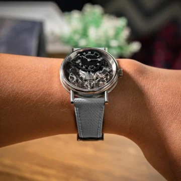 grey-sailcloth-rubber-strap-on-Breguet-LaTradition-made-by-Gunny-Straps