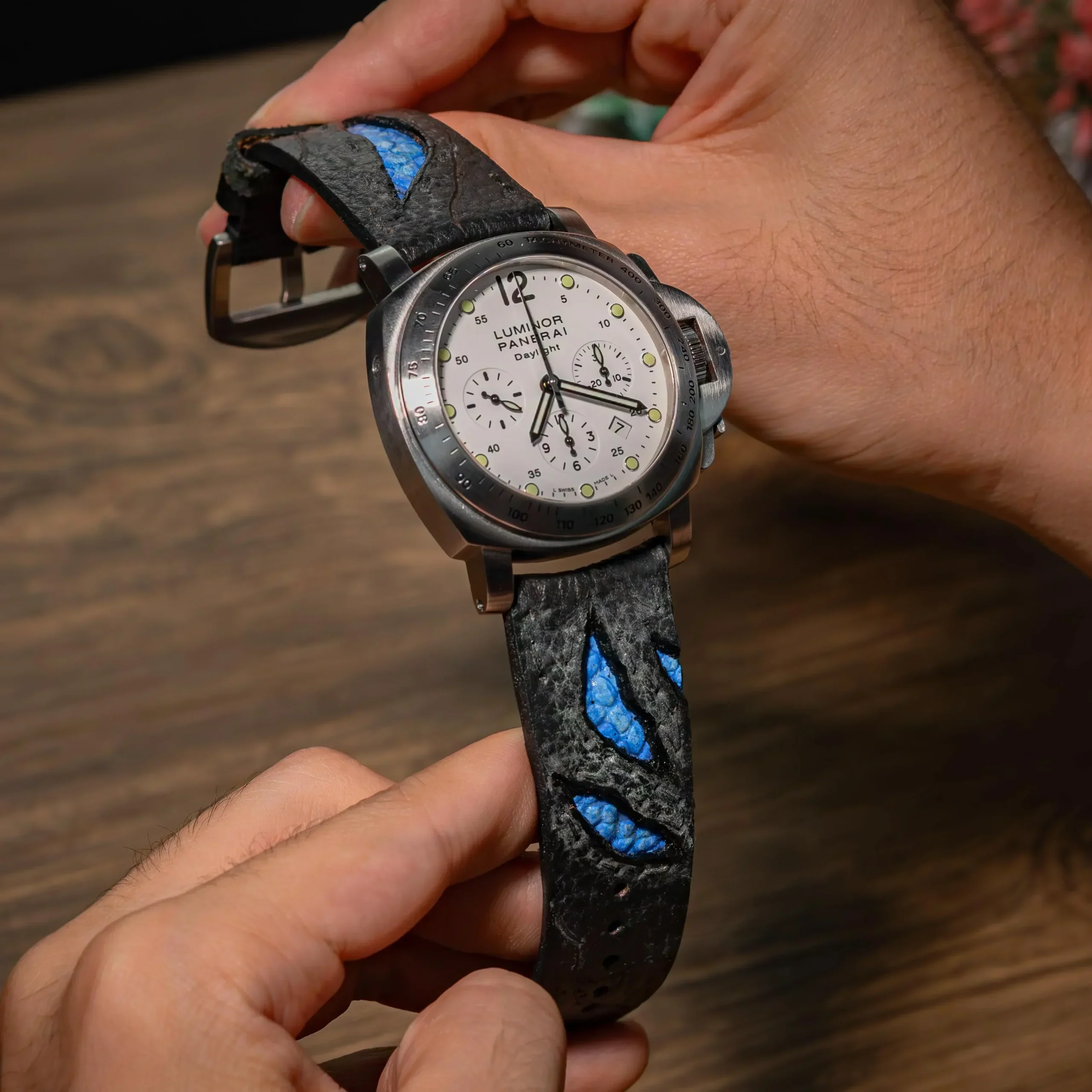 Godzilla Blue Strap on Panerai Luminor Daylight PAM00251