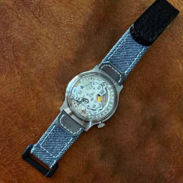 Wild West Blue-Grey with hook & loop on otsuka lotec no. 5 made by Gunny Straps