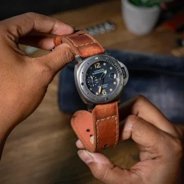 Caitlin-9-strap-on-Panerai-luminor-submersible-PAM00106-made-by-Gunny-Straps