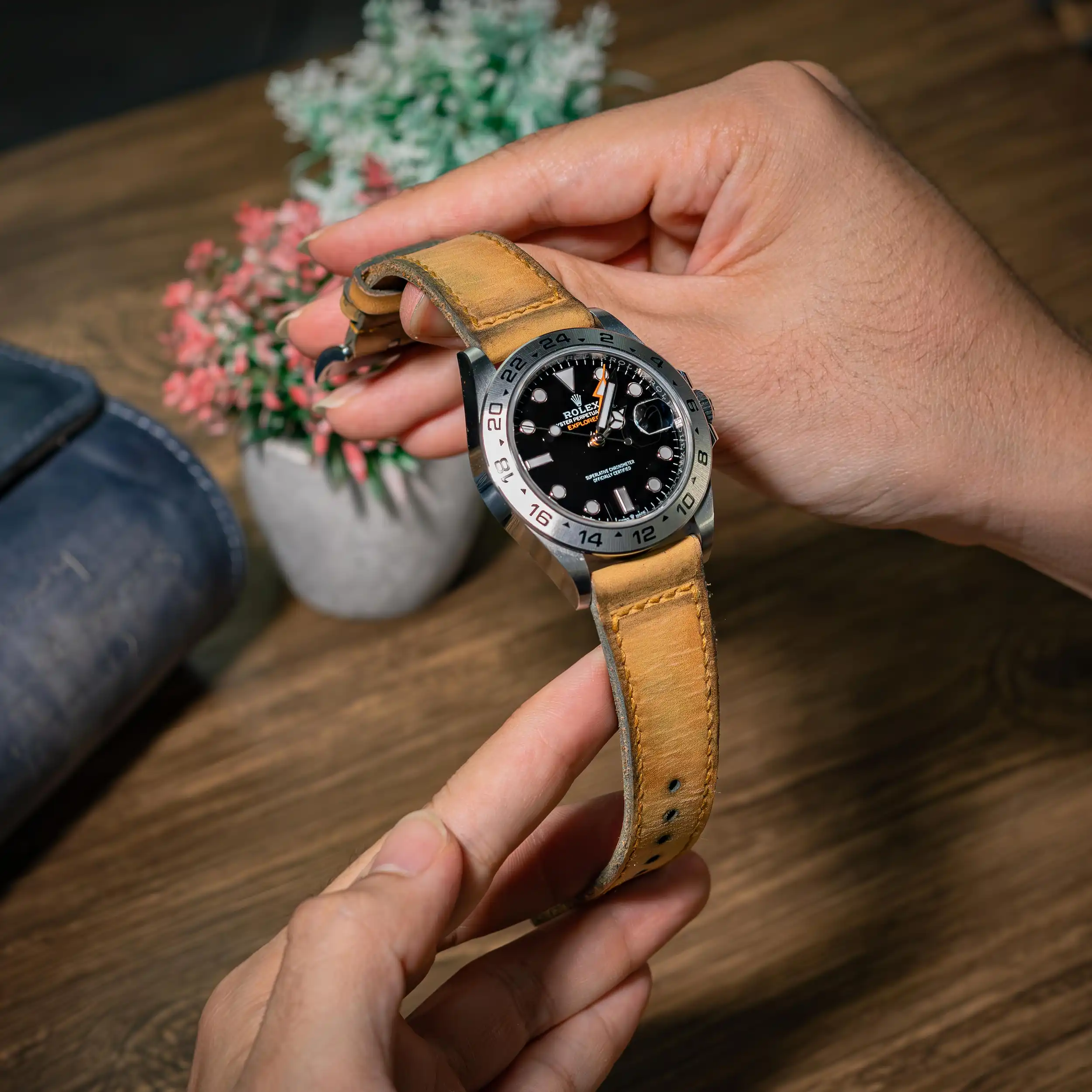 Mission-possible-4-strap-on-rolex-explorer-II-made-by-Gunny-Straps