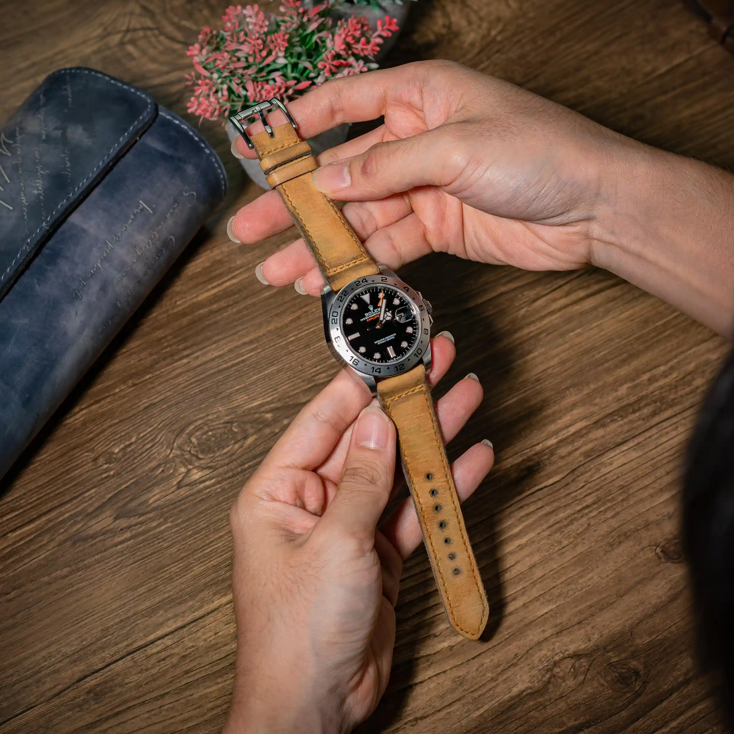 Mission-possible-4-strap-on-rolex-explorer-II-made-by-Gunny-Straps