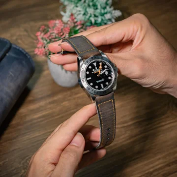 mission-possible-3-leather-strap-on-Rolex-explorer-II-made-by-Gunny-Straps