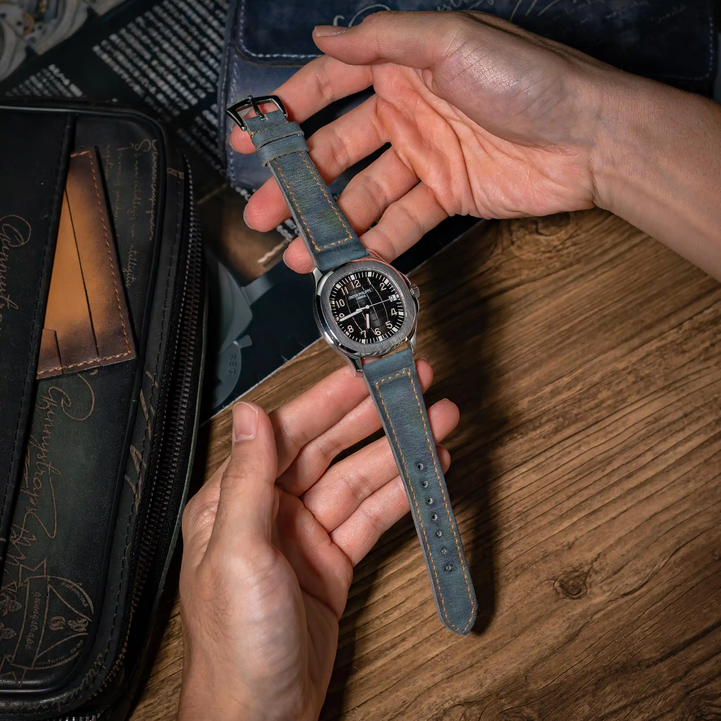 Mission-Possible-5-strap-on-Patek-Philippe-Aquanaut-made-by-Gunny-Straps